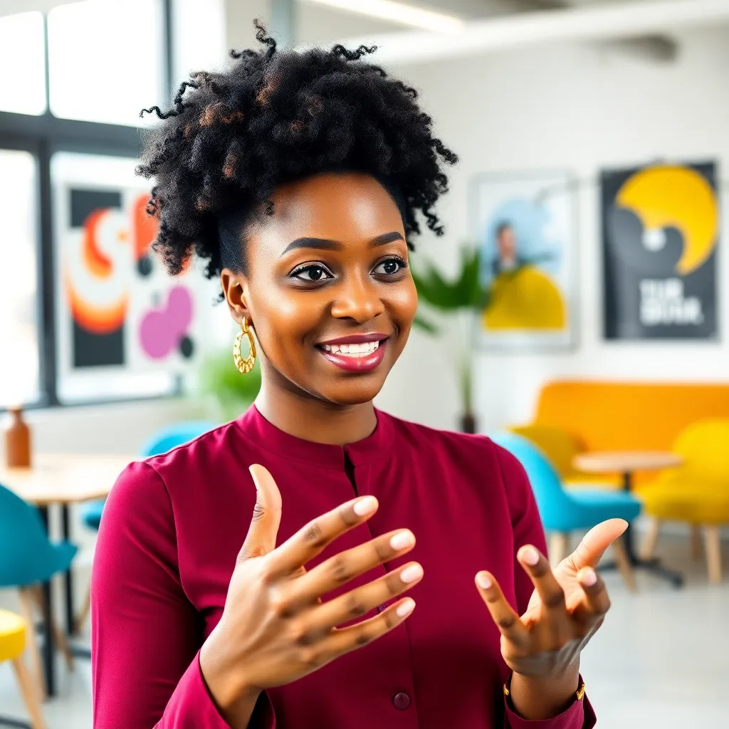 Vrouwelijke manager met een glimlach in een modern kantoor