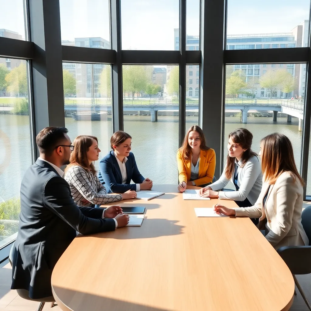 Nederlandse managers bespreken strategieën in een moderne kantooromgeving