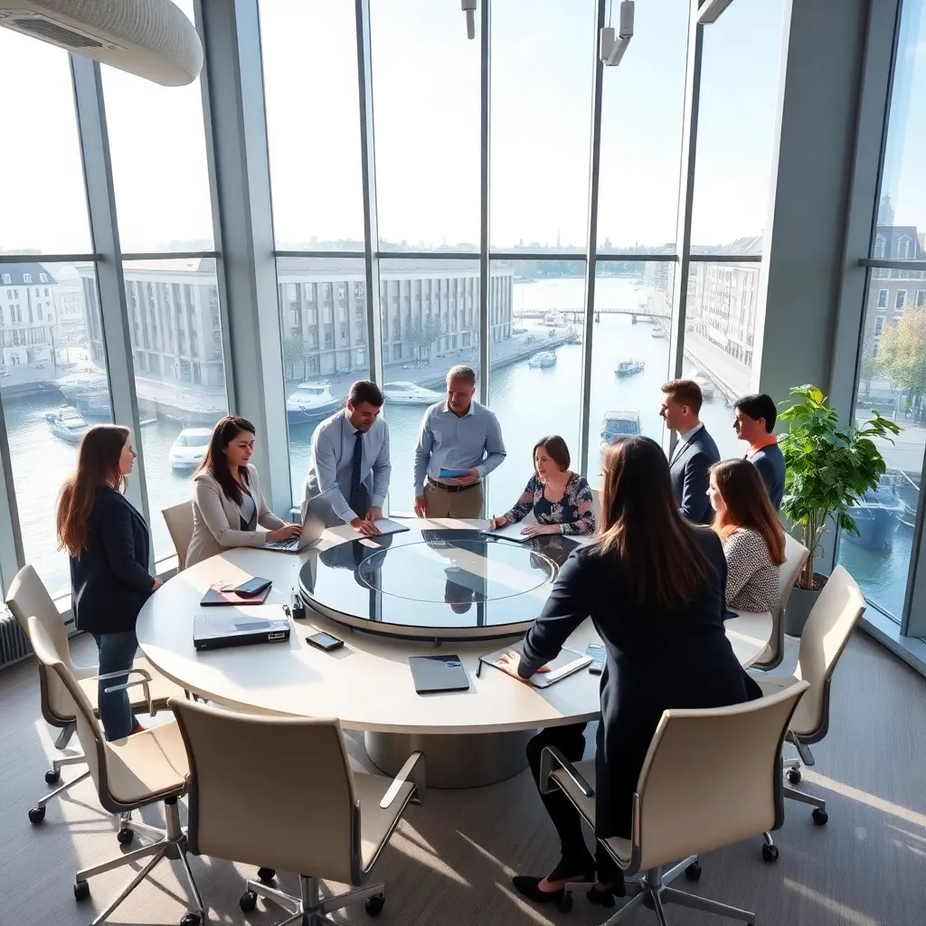 Nederlandse manager faciliteert een workshop met internationaal team