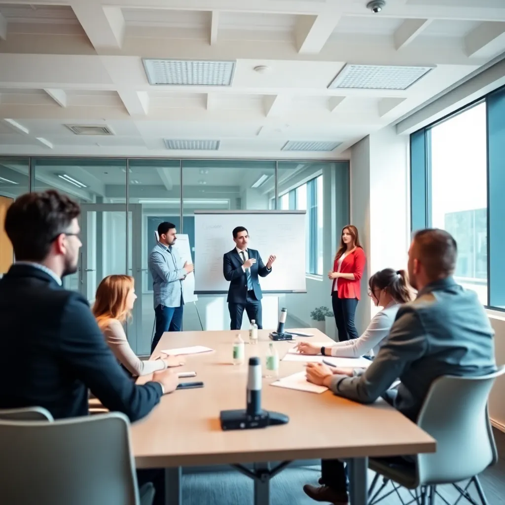 Management training sessie in een moderne Nederlandse trainingsruimte